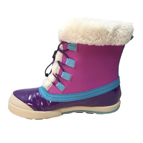 Merrell Spruzzi Boots Waterproof Winter Kids Girls Snow 6M Purple Blue Furry - Picture 5 of 10